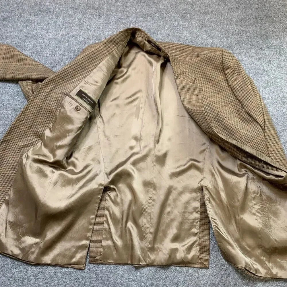 Joseph Abboud Blazer Mens 41 Long Biscuit Silk‎ Wool Blend Shoulder Pads Jacket